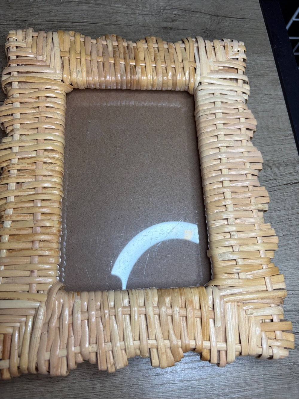 Mud Pie Woven Rattan Frame in Natural Beige and Cream